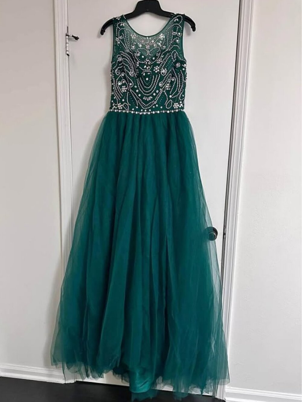Emerald Green Beaded Ball Gown- Adjustable Back - Picture 2 of 8